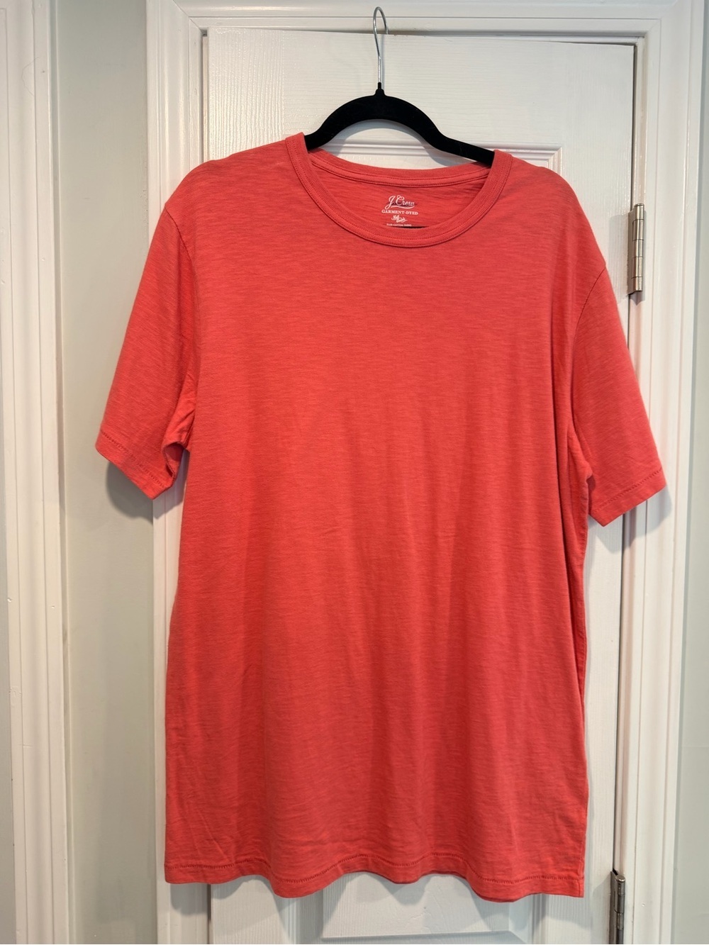 NWOT J. Crew Size LT Red Pink Garment Dyed Cotton Short Sleeve Crew Neck T Shirt